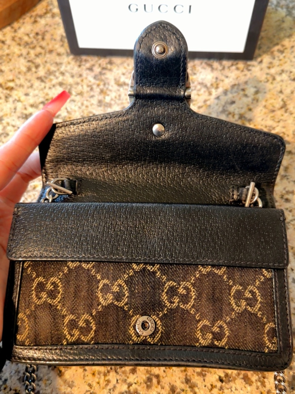 Gucci Black Leather Mini Wallet with Silver Stud Detail - Picture 4 of 7